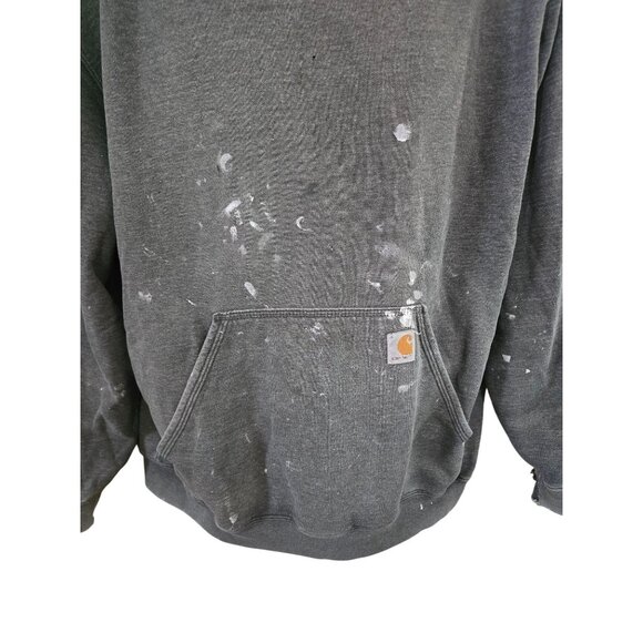Carhartt Men Hooded Sweatshirt With Paint Marks Small Holes Distressed thrashed - Picture 3 of 14